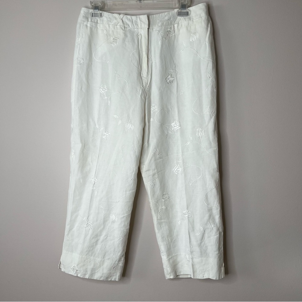 ! Briggs New York Pants Ankle Length Lined Embroidered